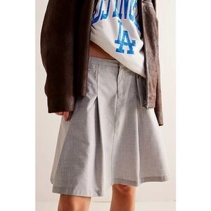 We The Free Suiting Pleated Mini Skirt in Light Gray